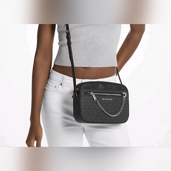 Michael Kors Handbags - Michael Kors Jet Set Large Logo Crossbody Bag (Black) NWT